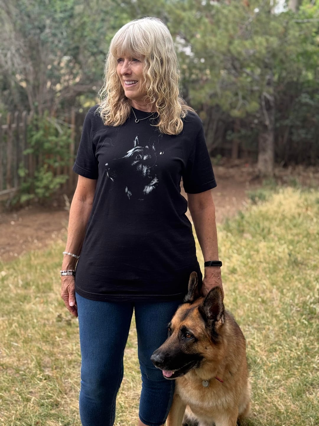 Customer photo review of Colorful German Shepherd Silhouette Shirt
