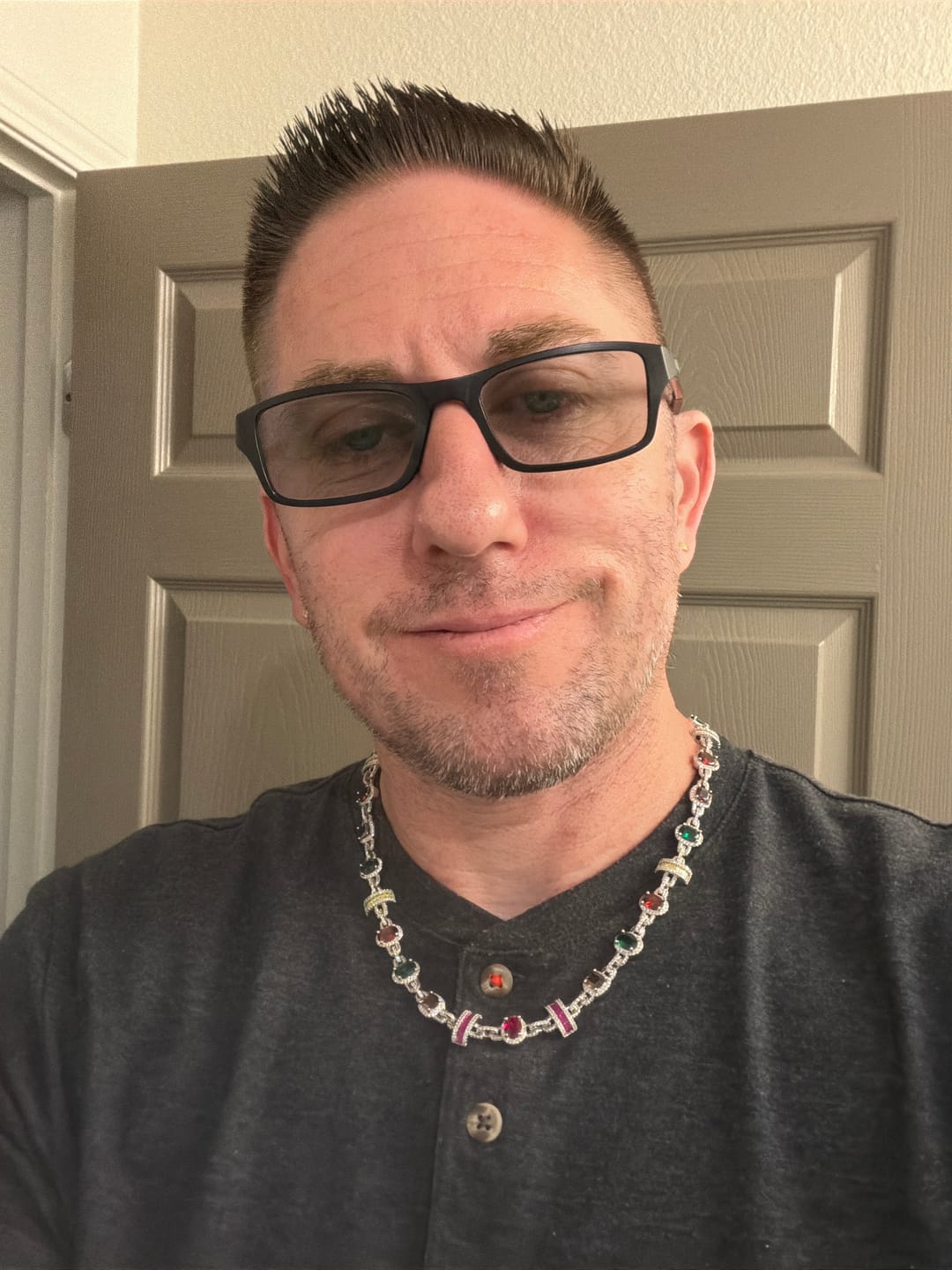Customer photo review of 10MM Moissanite Multi COLOR Mixed Shape Gemstone Chain - Silver - D COLOR - VVS1