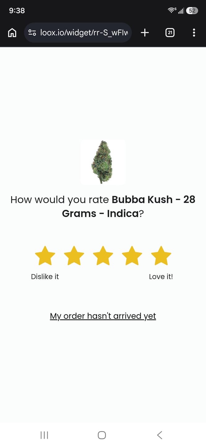 Customer photo review of Bubba Kush - 28 Grams - Indica