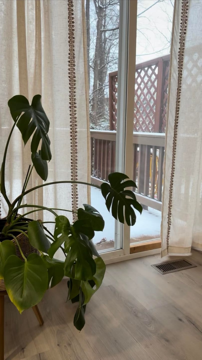 Customer photo review of Braided Jute Trim Linen Blend Curtains