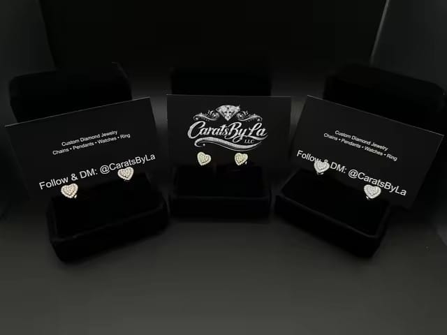 Customer photo review of 925 Sterling Silver Heart Shaped VVS Moissanite Studs Earrings Screw Back
