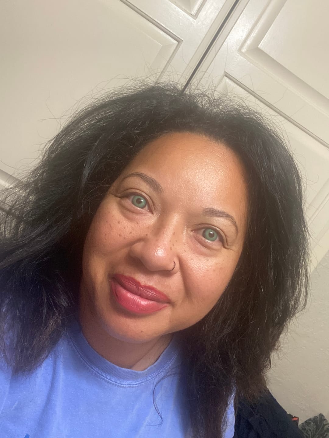 Customer photo review of Polar Light Blue Prescription Colored Contact Lenses