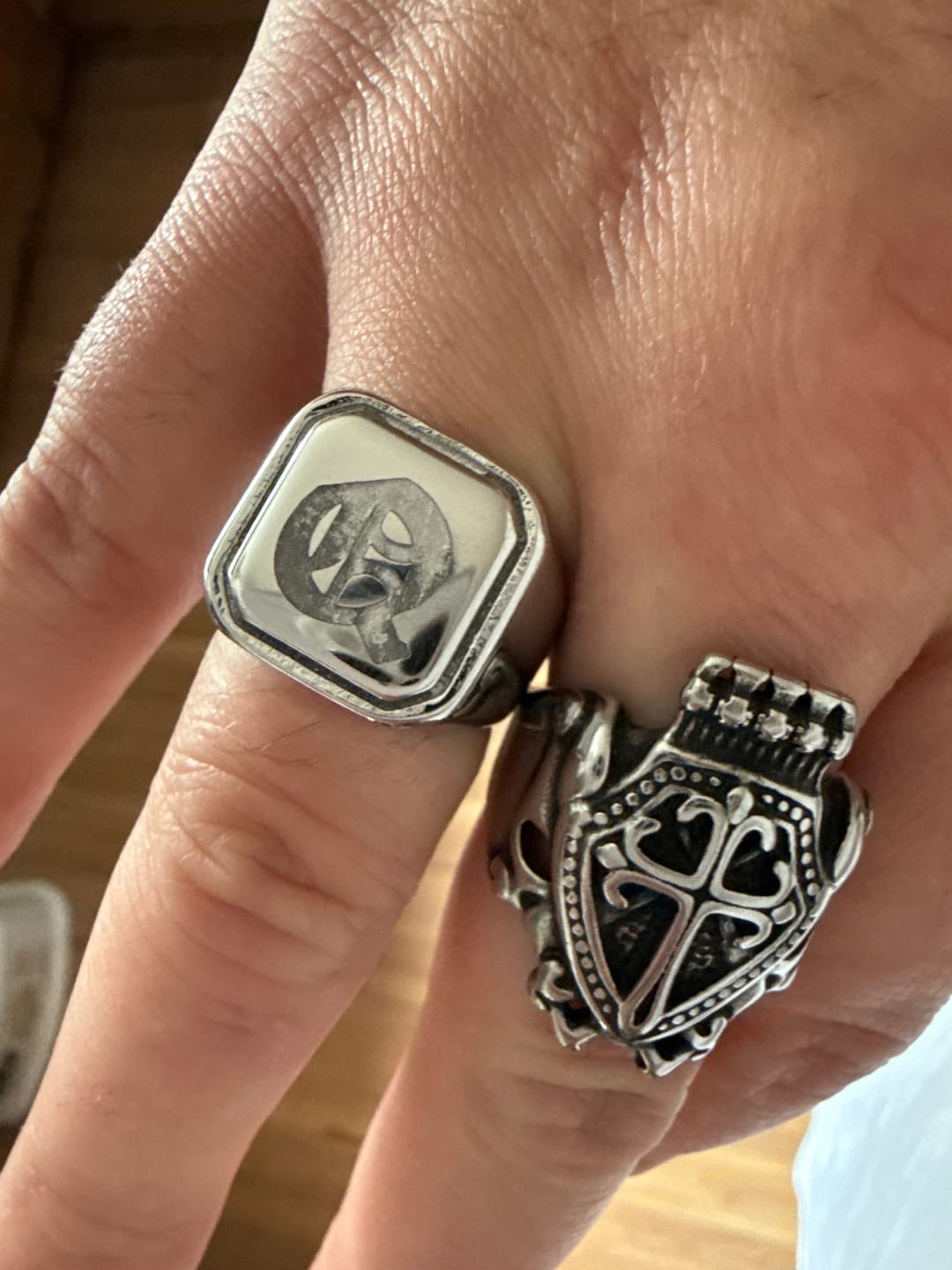 Customer photo review of Hex Initial Signet Ring