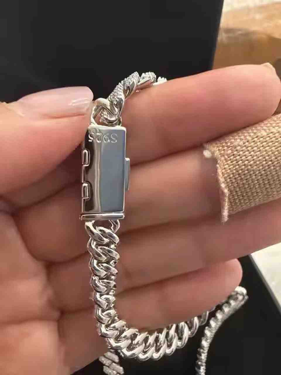 Customer photo review of 13MM 15MM 18MM 20MM VVS Moissanite Three Rows Cuban Chain For Men Iced Out 925 Silver