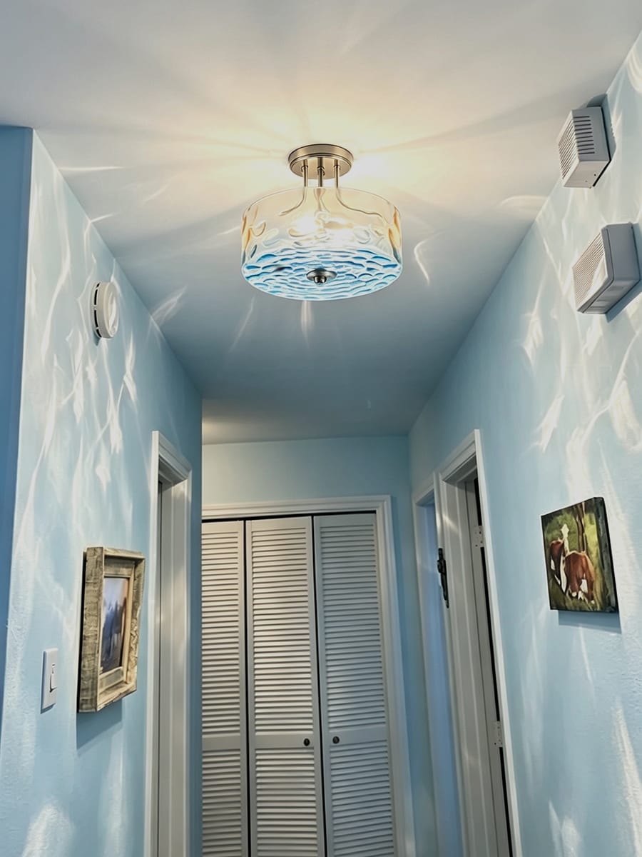 Customer photo review of Ombre 2-Light Hammer Glass Drum Semi-Flush Mount