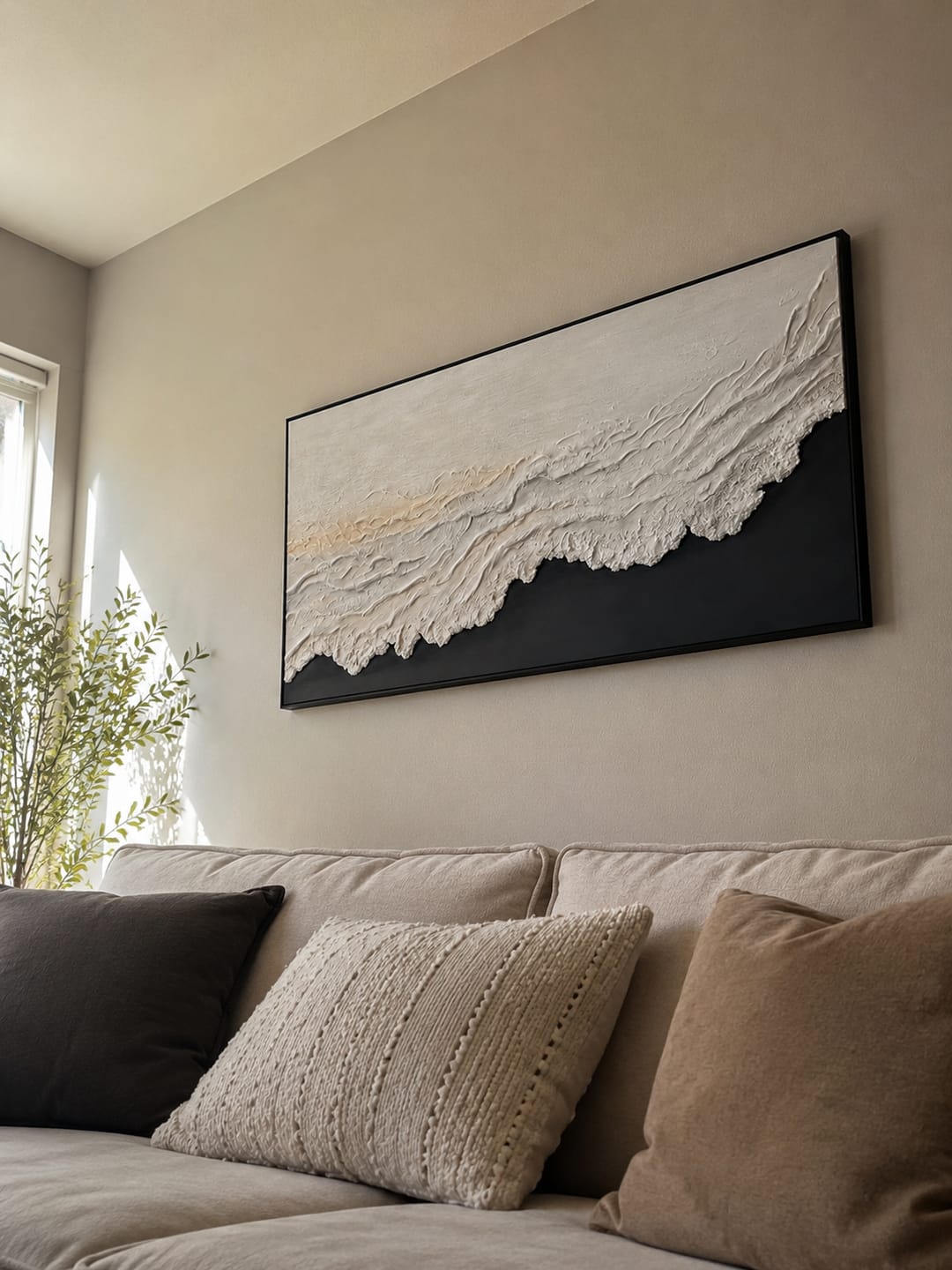 Customer photo review of Minimalist Ocean And Sky Textured Canvas Art # OC016