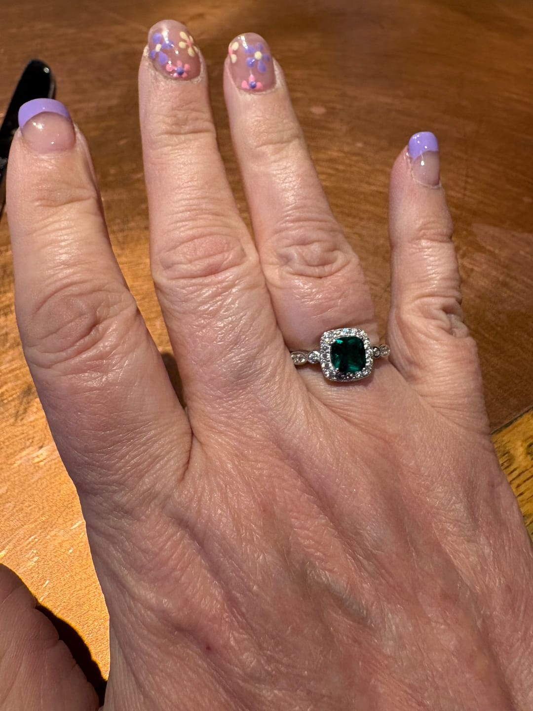 Customer photo review of Enchanted Emerald™ Ring — 18K White Gold | Diamond Accent