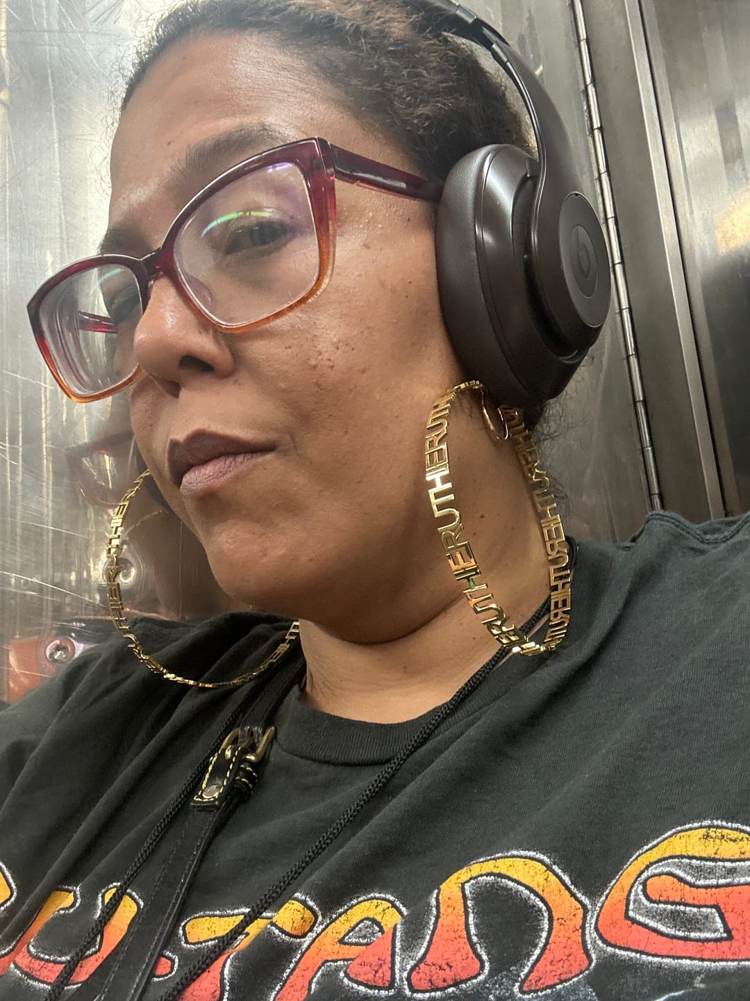 Customer photo review of Hoop Name Earrings