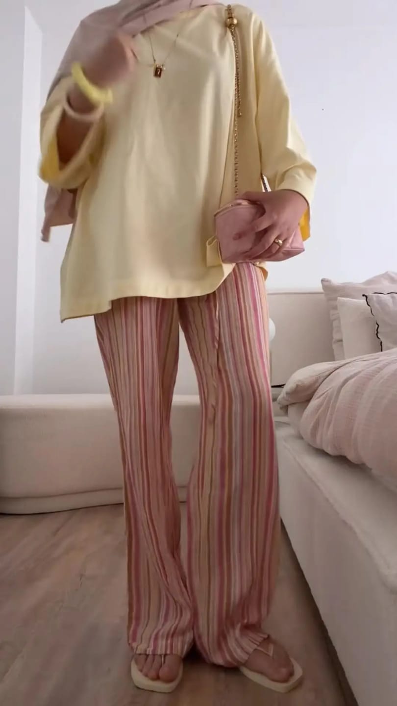 Customer photo review of Sienna Striped Palazzo Pants