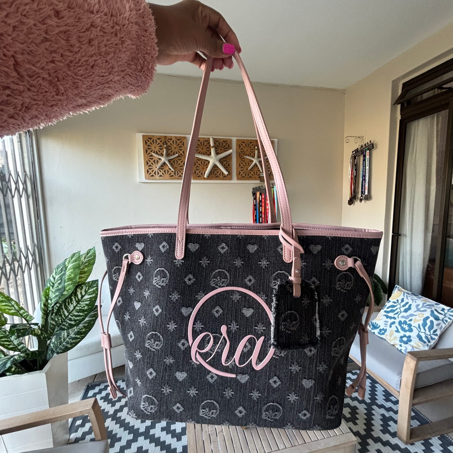 Customer photo review of Pink Muse Denim Tote