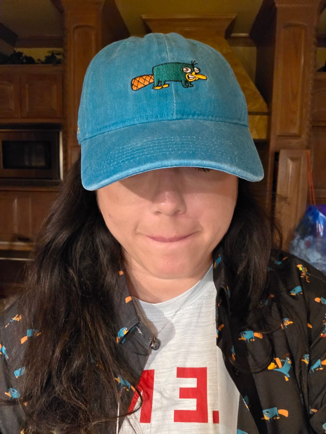 Customer photo review of Disney’s Phineas and Ferb "Semi-Aquatic Egg-Laying Mammal of Action" – Dad Hat