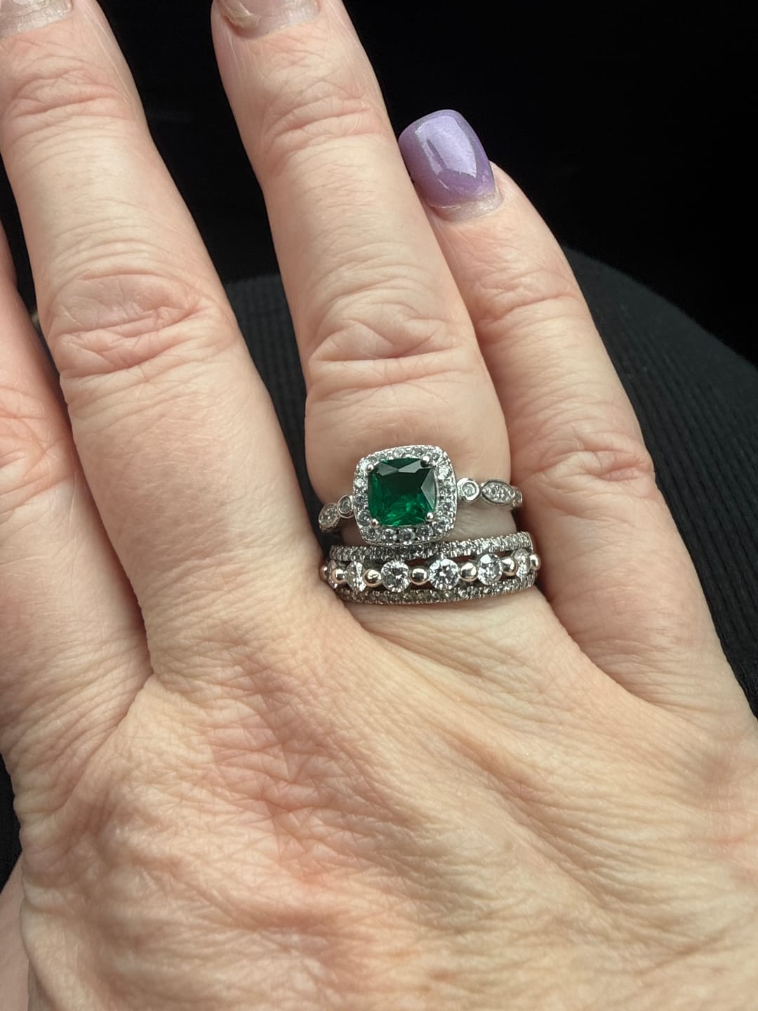 Customer photo review of Enchanted Emerald™ Ring — 18K White Gold | Diamond Accent