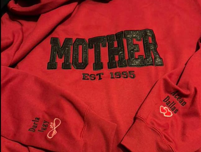 Customer photo review of Custom Embroidered Applique Glitter Mama Sweatshirt - Gift for Mom