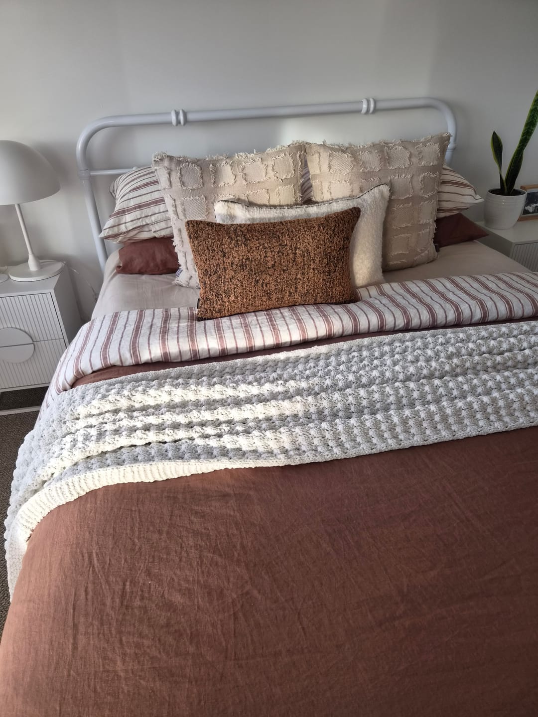 Customer photo review of Auburn Lumbar Rust Cushion With Feather Insert - 50x30cm