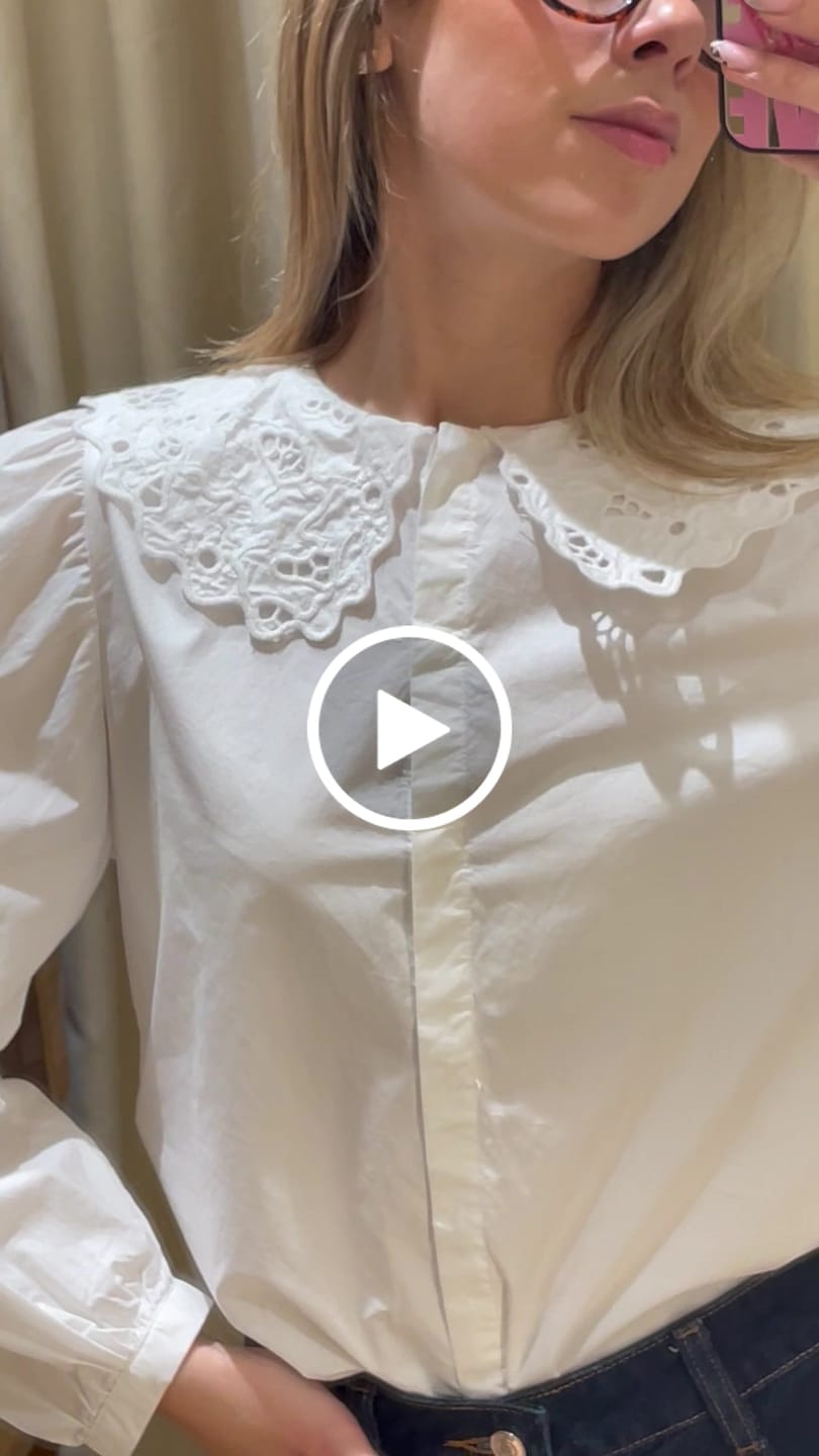 Customer video review of Blusa Cuello Bobo Embroidery White