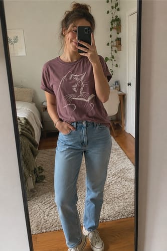 Customer photo review of Bookish Cat T-Shirt