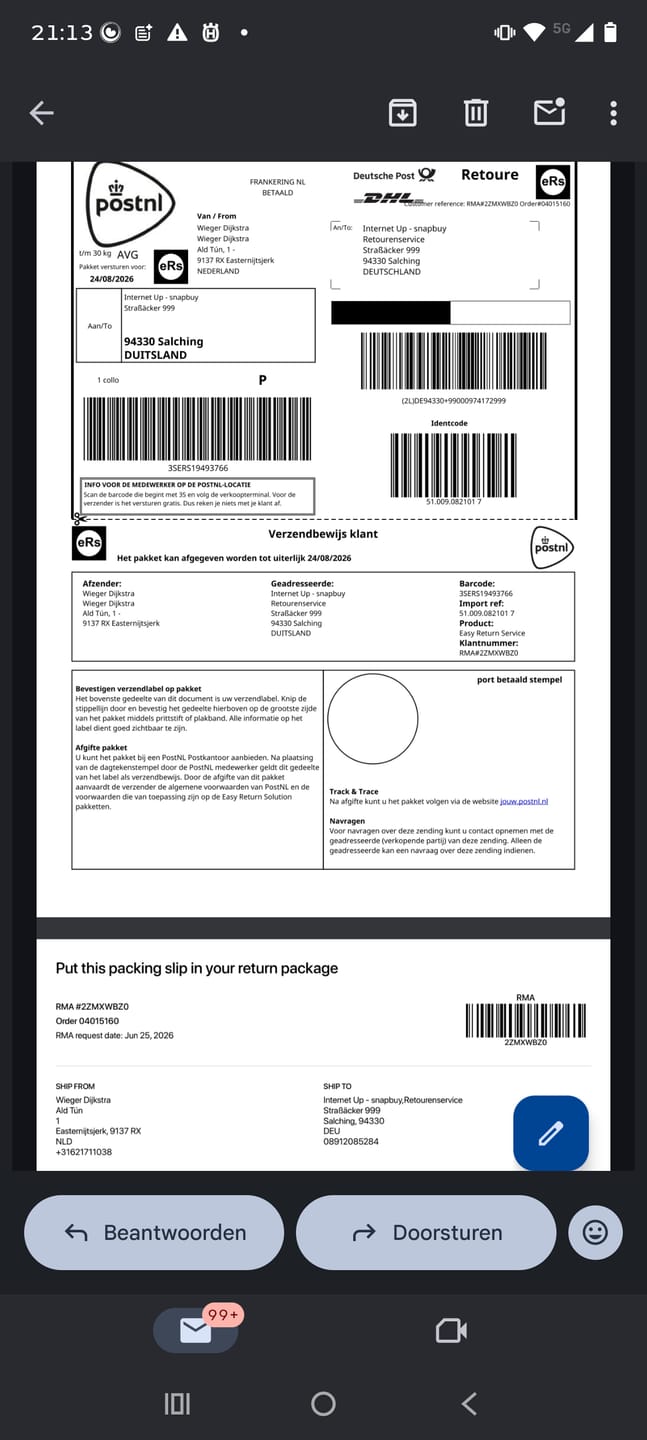 Customer photo review of Versandschutz | Prioritätsabwicklung & Versicherung bis zu 500€
