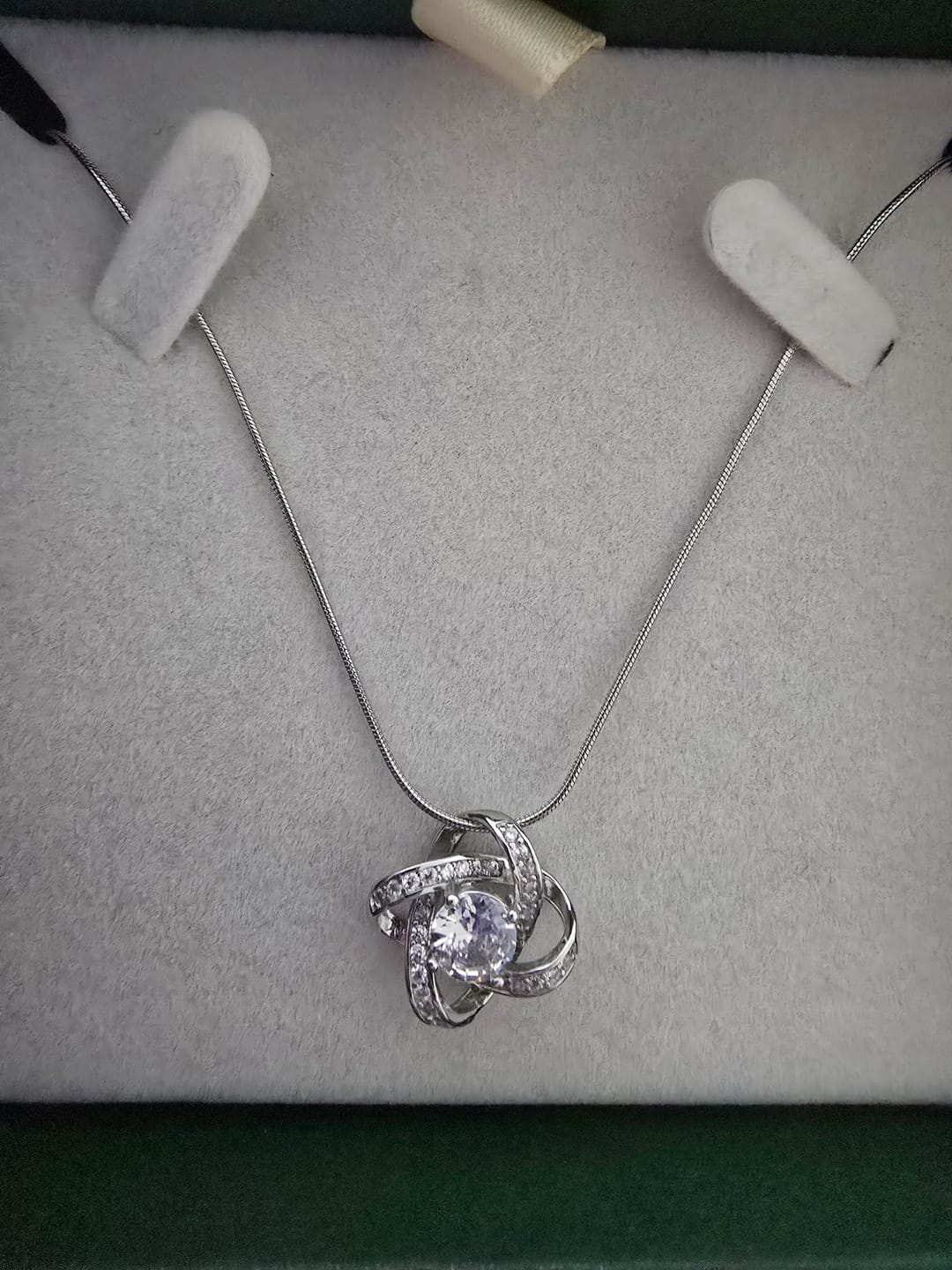 Customer photo review of Celtic Knot™ Pendant — 18K White Gold | Diamond