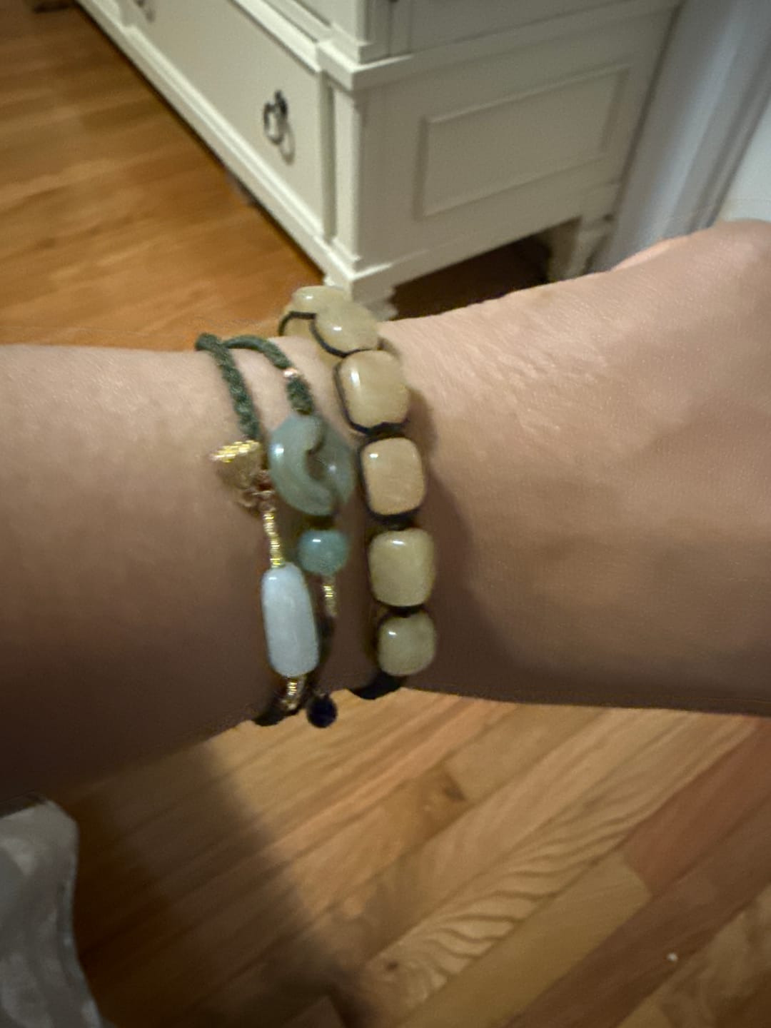 Customer photo review of Natural Hetian Green Jade Pi Disc Bracelet – Authentic Donut Jade Bracelet for Balance, Calm & Timeless Style