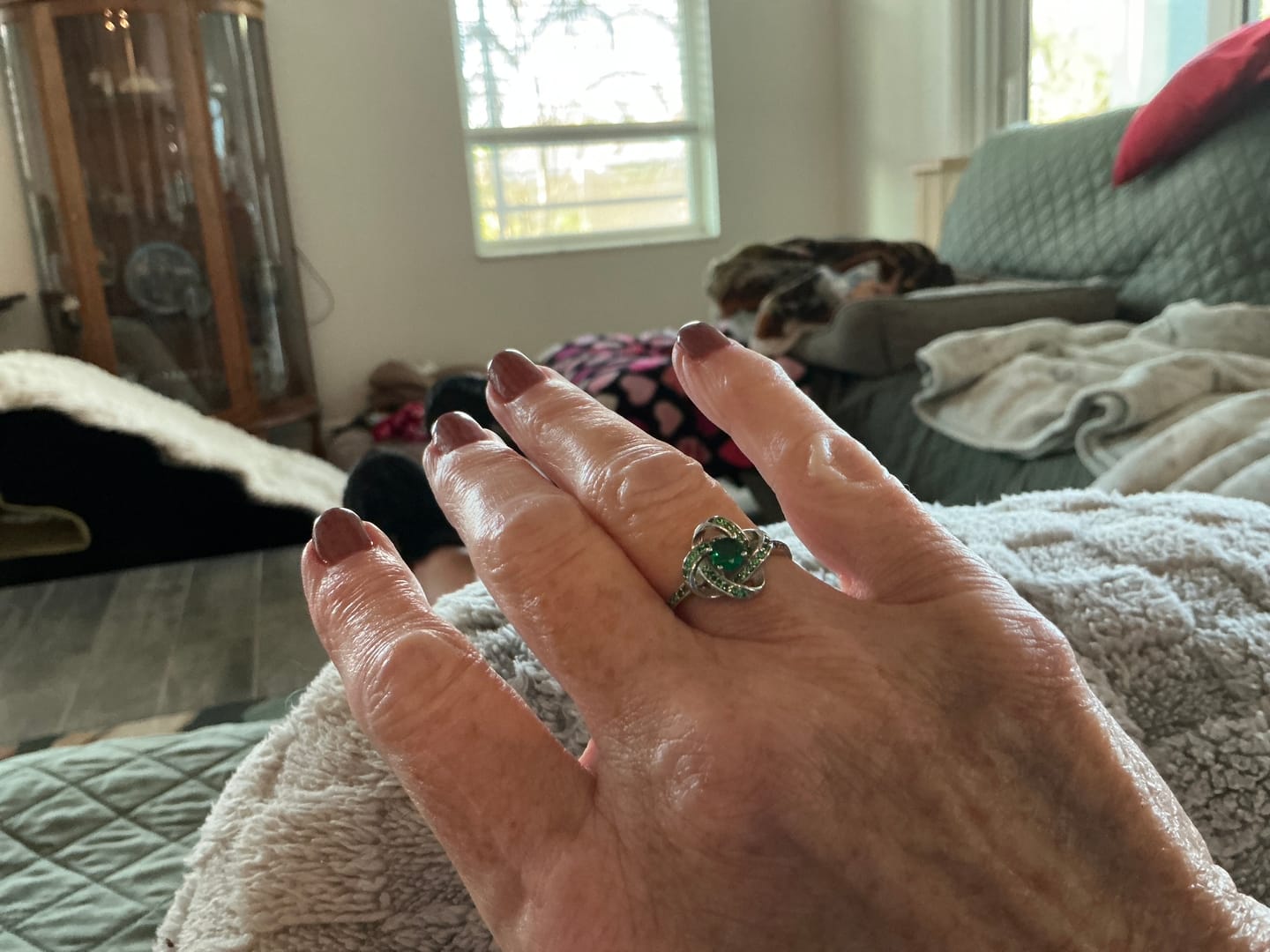 Customer photo review of Celtic Knot™ Ring — 18K White Gold | Emerald