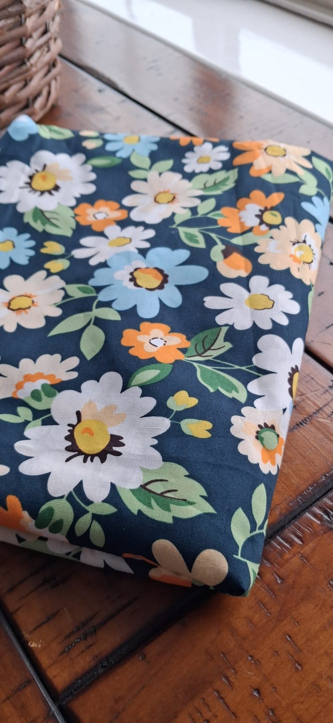 Customer photo review of Blue, Orange and White Floral Cotton Poplin Fabric
