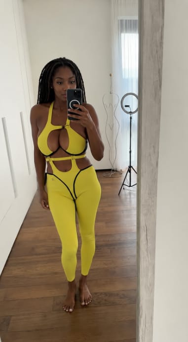 Customer photo review of Halter Keyhole Scrunched Jumpsuit