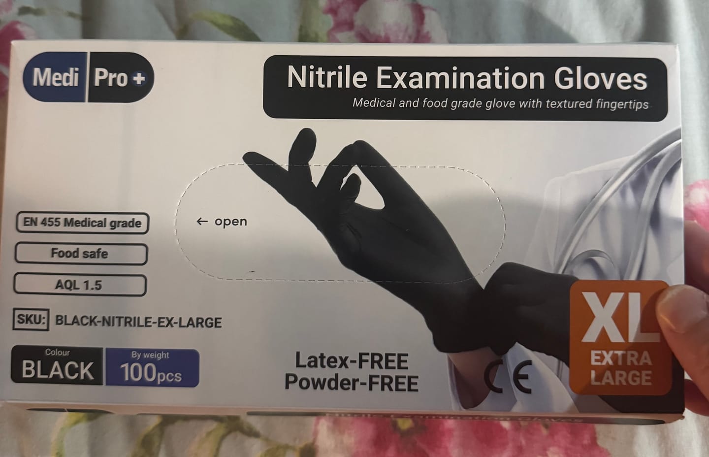 Customer photo review of Black Nitrile Gloves - Box of 100 - Extra Large