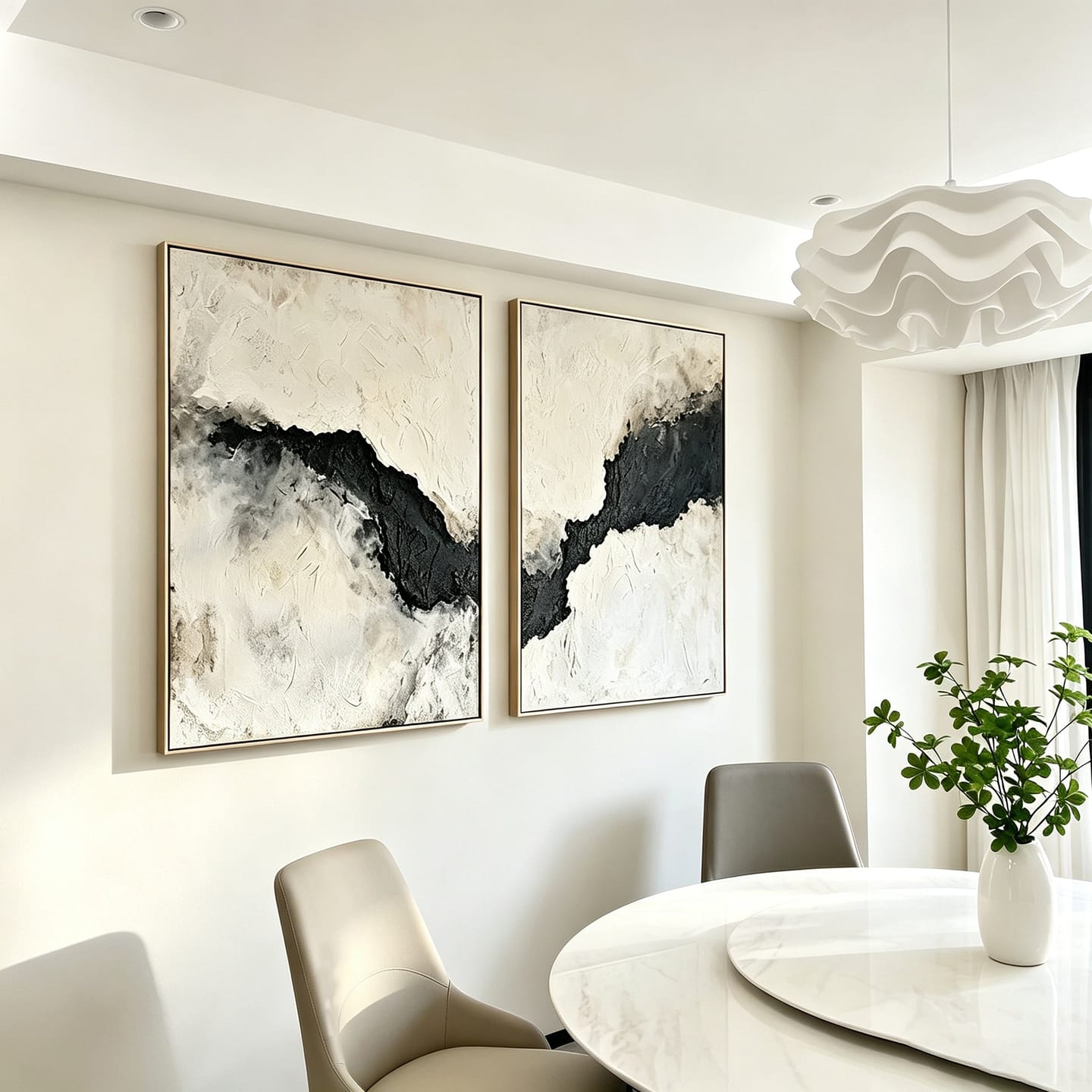 Customer photo review of Shadow Rift-Abstract Diptych Painting