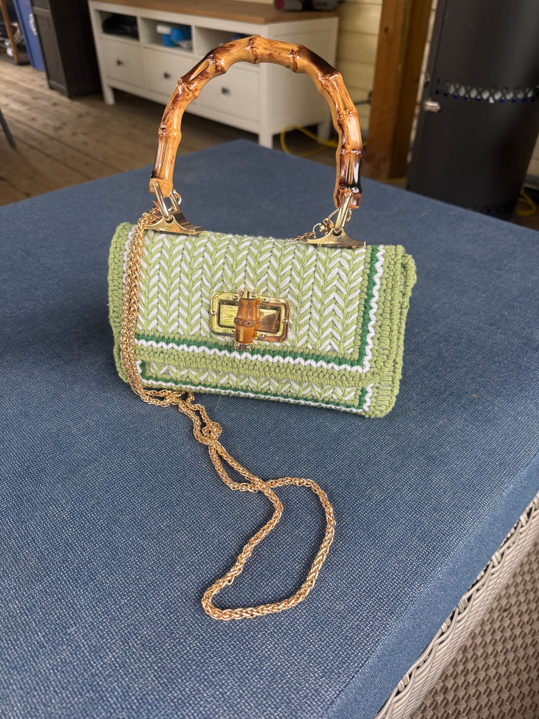 Customer photo review of Linden Whisper Clutch Cross Stitch DIY kit