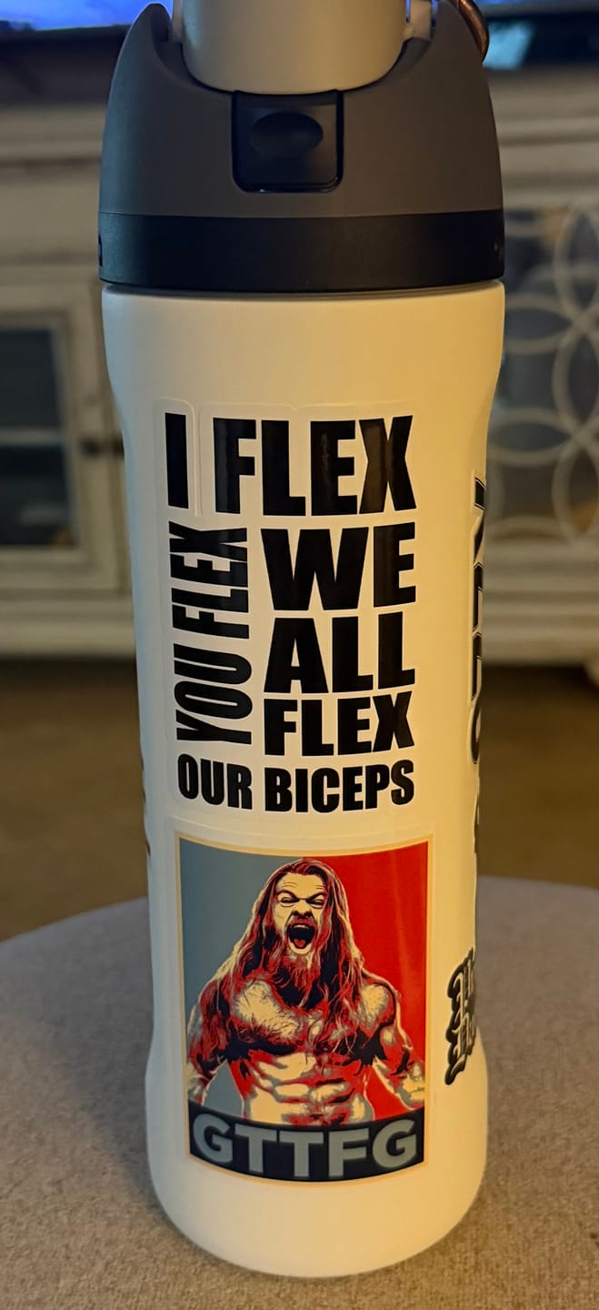 Customer photo review of I Flex You Flex Sticker