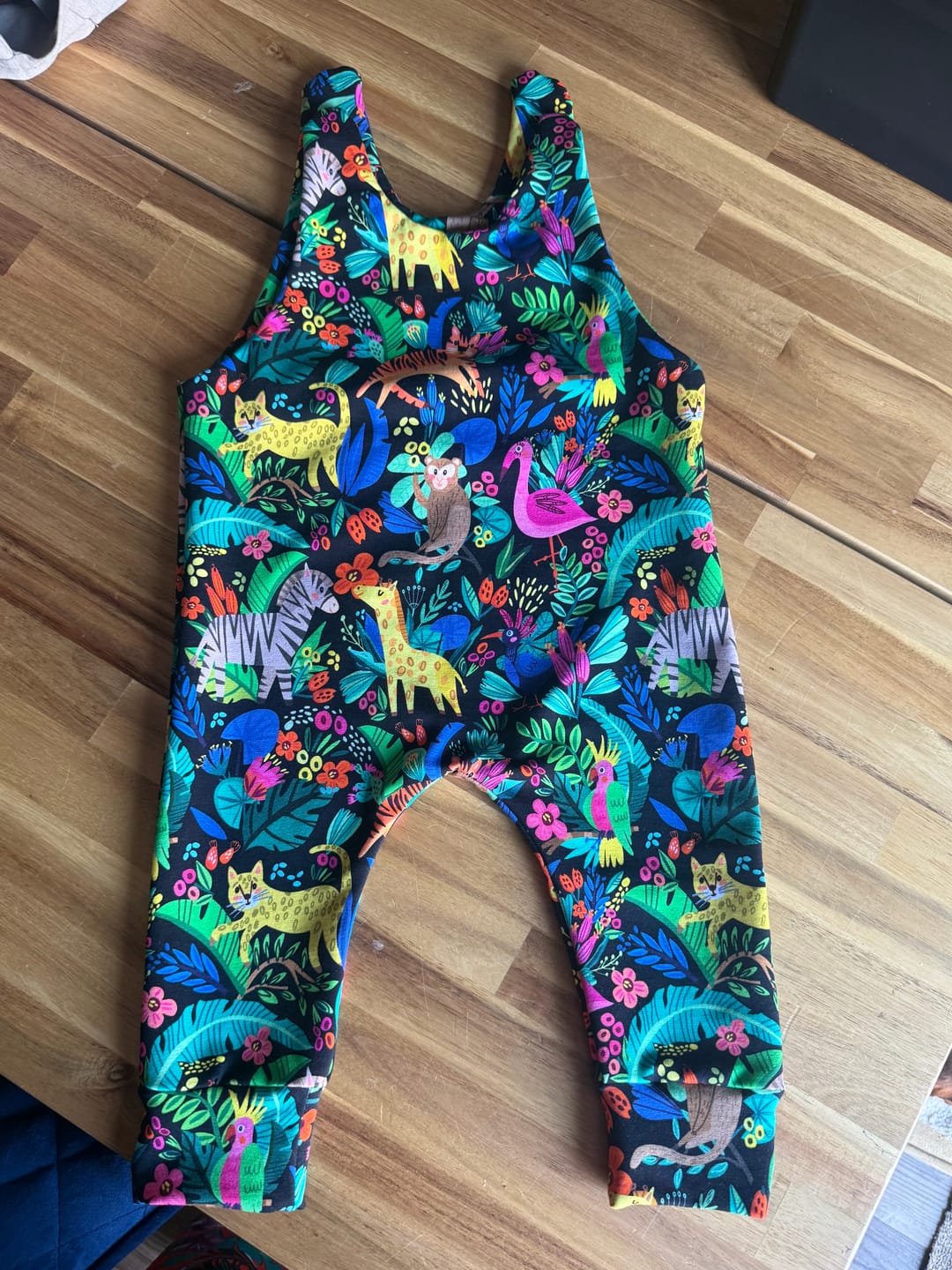 Customer photo review of Animal Jungle on Black French Terry Fabric