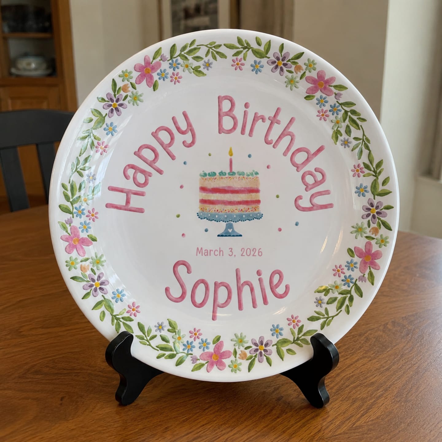 Customer photo review of Garden Floral Wreath Personalized Birthday Plate P311NNF0