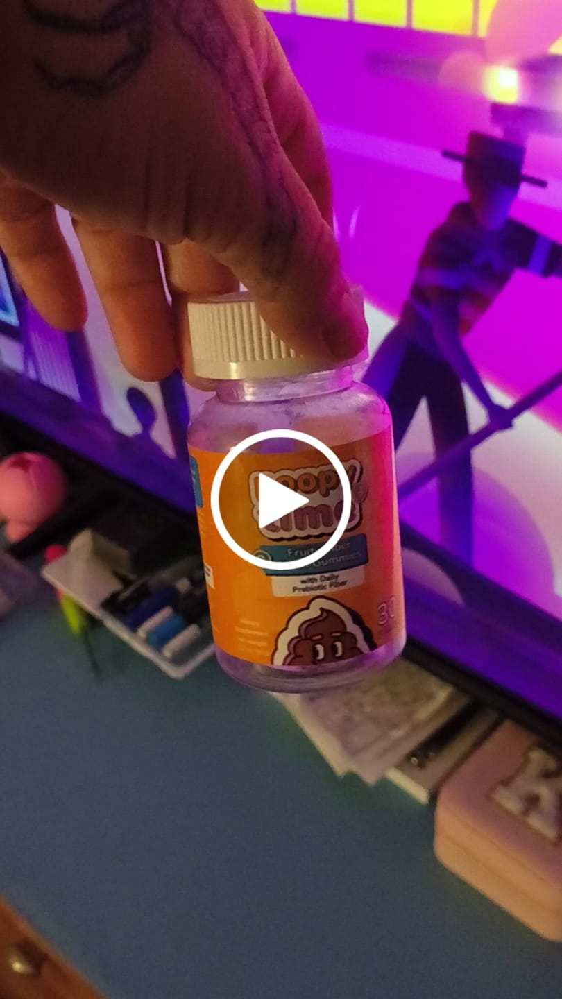 Customer video review of FREE GIFT! Poopy Time Fruity Fiber Flush Gummies