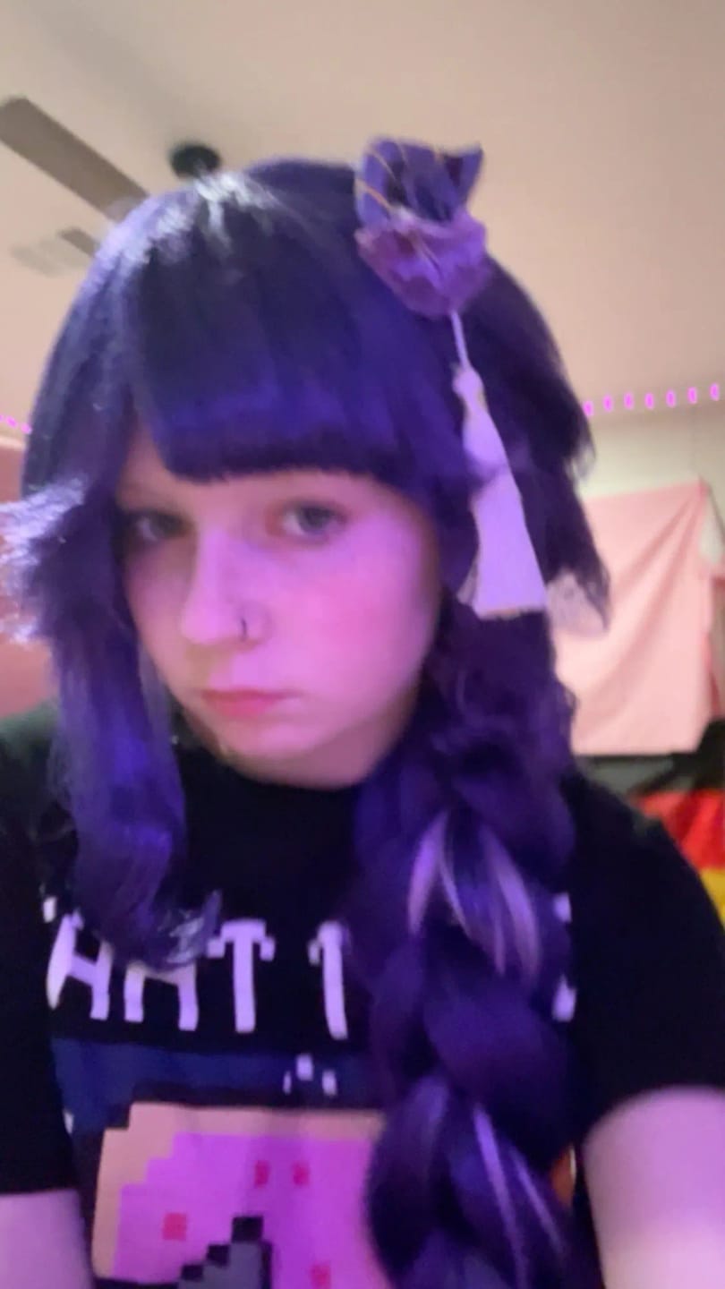 Customer photo review of Raiden Shogun Genshin Impact Long Purple Braided Cosplay Wig
