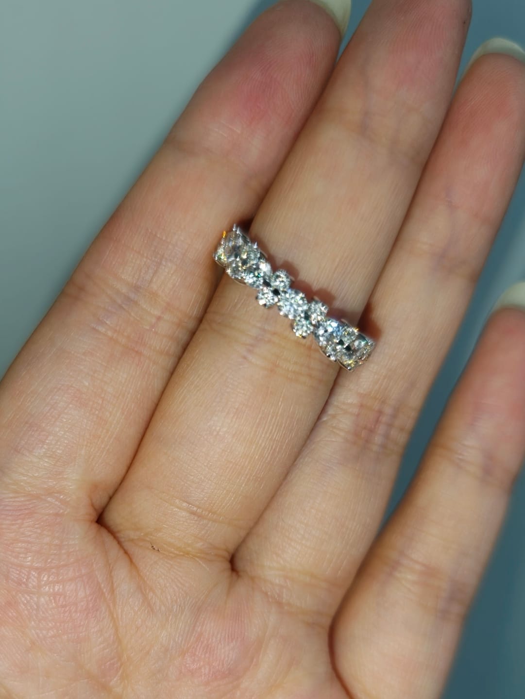 Customer photo review of Moissanite 2.5 Ct Round Cut Full Wedding Band for Women