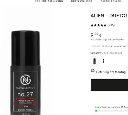 Customer photo review of Eros - Duftöl