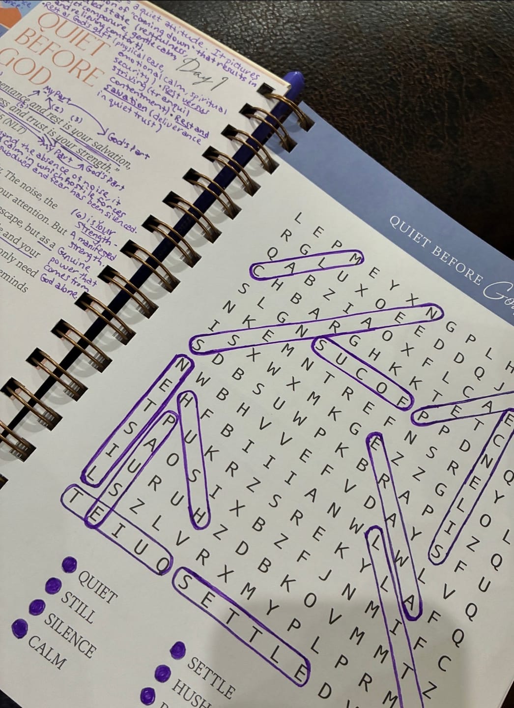 Customer photo review of Be Still: Word Search Devotional for Peace & Rest in God