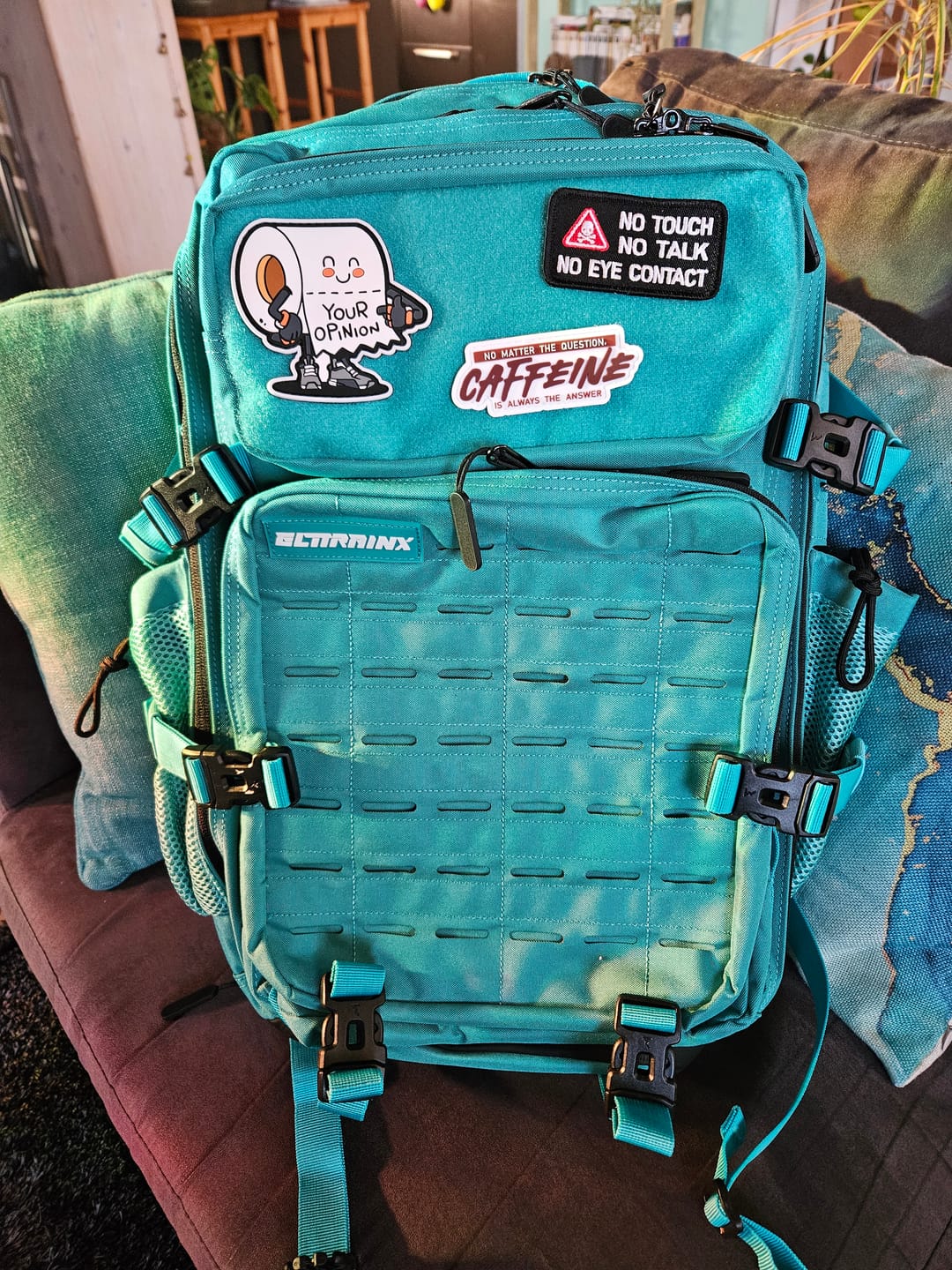 Customer photo review of Mochila Táctica V2 All In 45L Turquesa