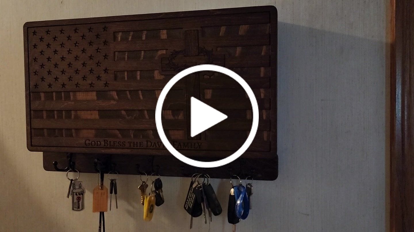 Customer video review of PERSONALIZABLE FLAG WITH CROWN OF THORNS CROSS