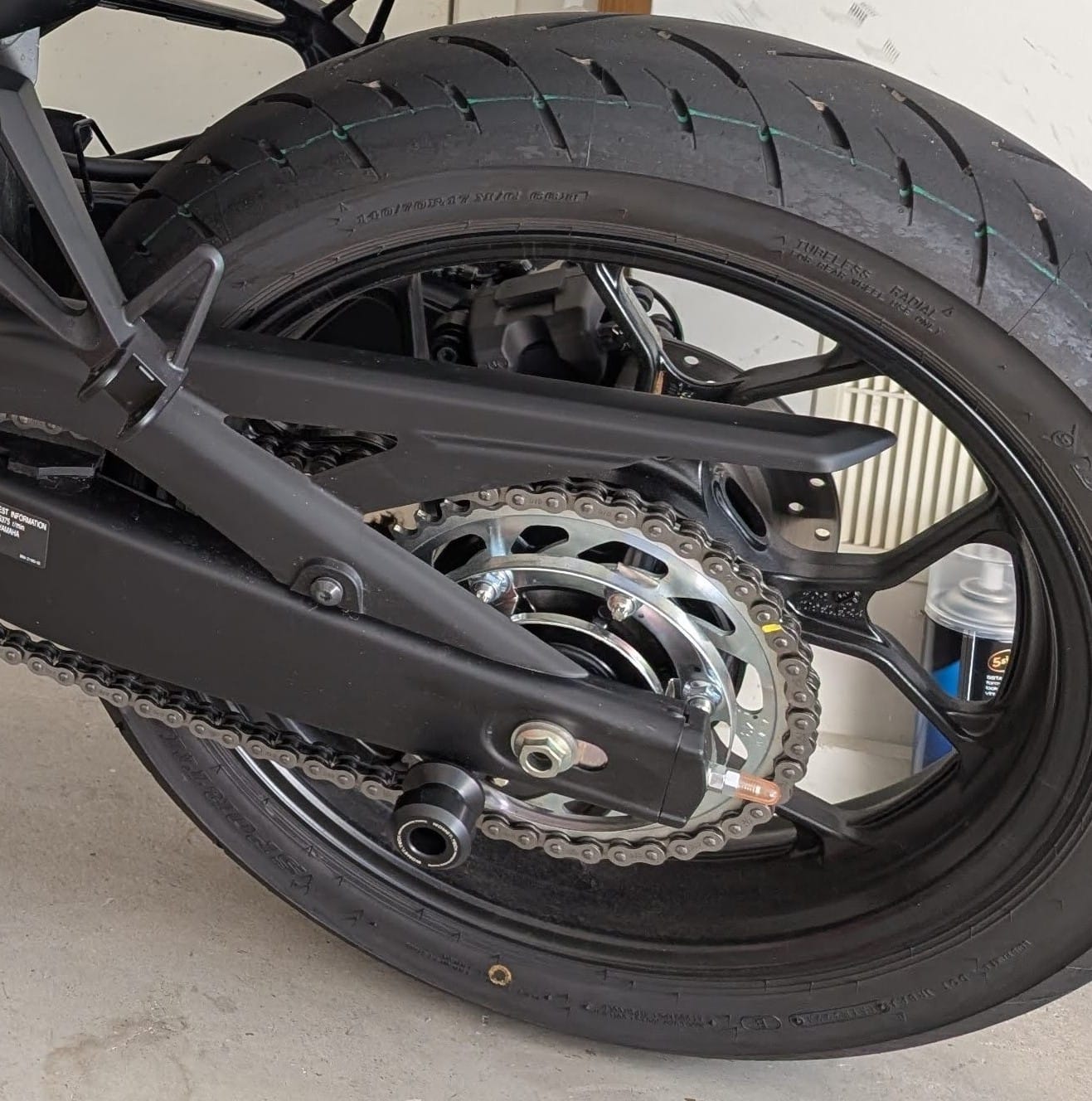 Customer photo review of Swingarm Spool Sliders Endurance for Yamaha Models