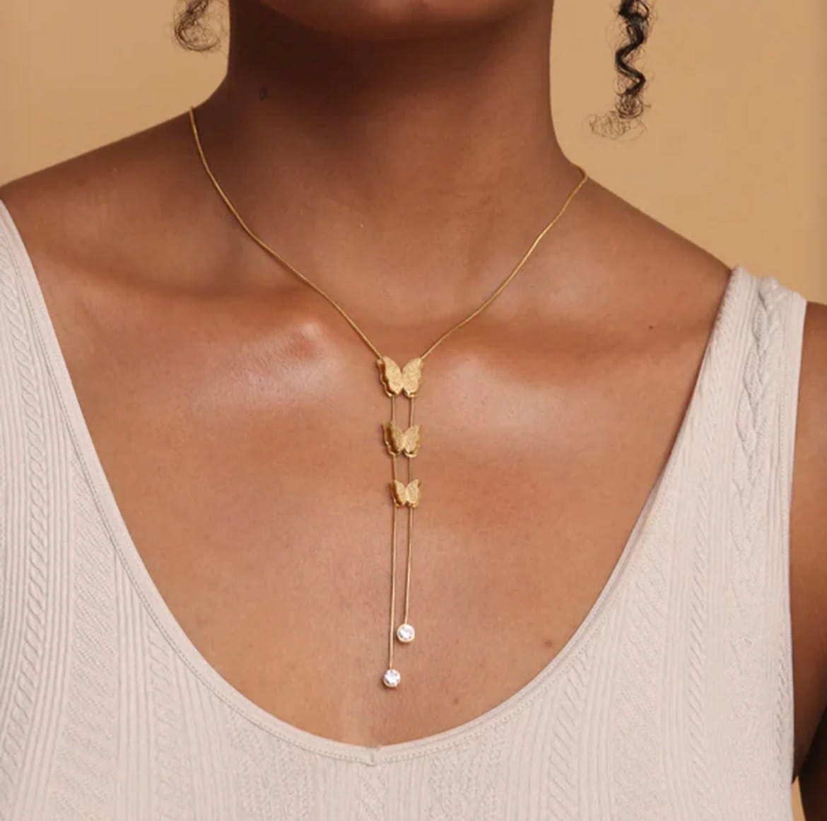 Customer photo review of Butterfly Long Chain Necklace