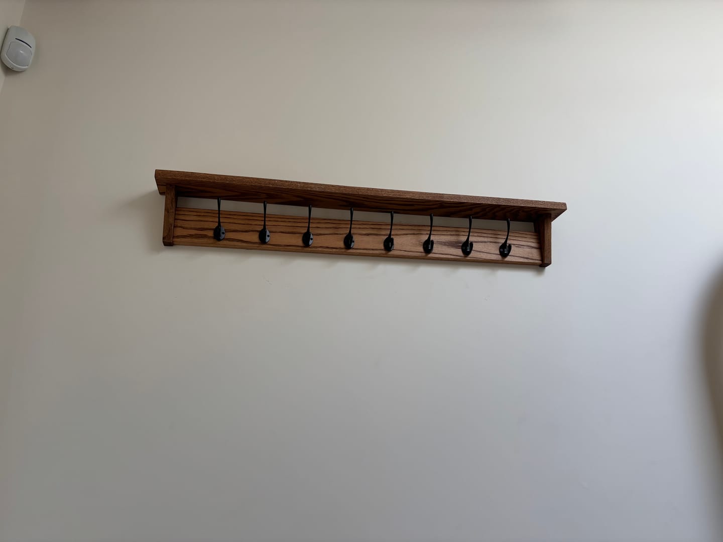 Customer photo review of Solid Oak Walnut Coat Rack with Shelf