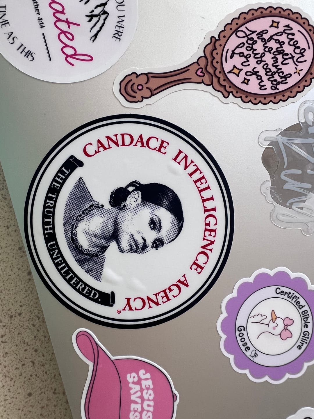 Customer photo review of Candace Intelligence Agency Sticker