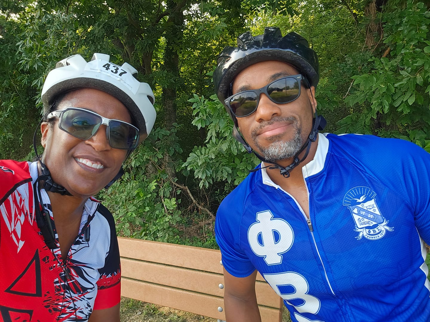 Customer photo review of Phi Beta Sigma Cycling Jersey Custom Royal Blue White Triangle Style