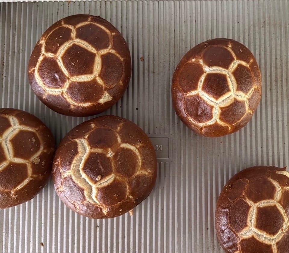 Customer photo review of Pretzel Sandwich Rolls (5 pack)