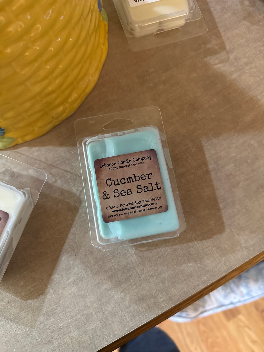 Customer photo review of Cucumber & Sea Salt Wax Melt