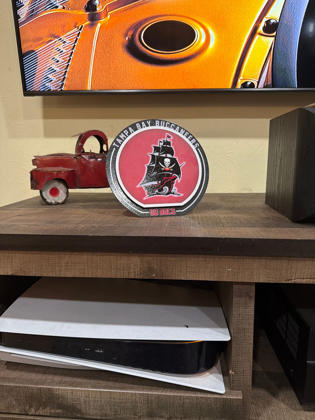 Customer photo review of Tampa Bay Buccaneers "Double Play" On the Shelf or on the Wall Art