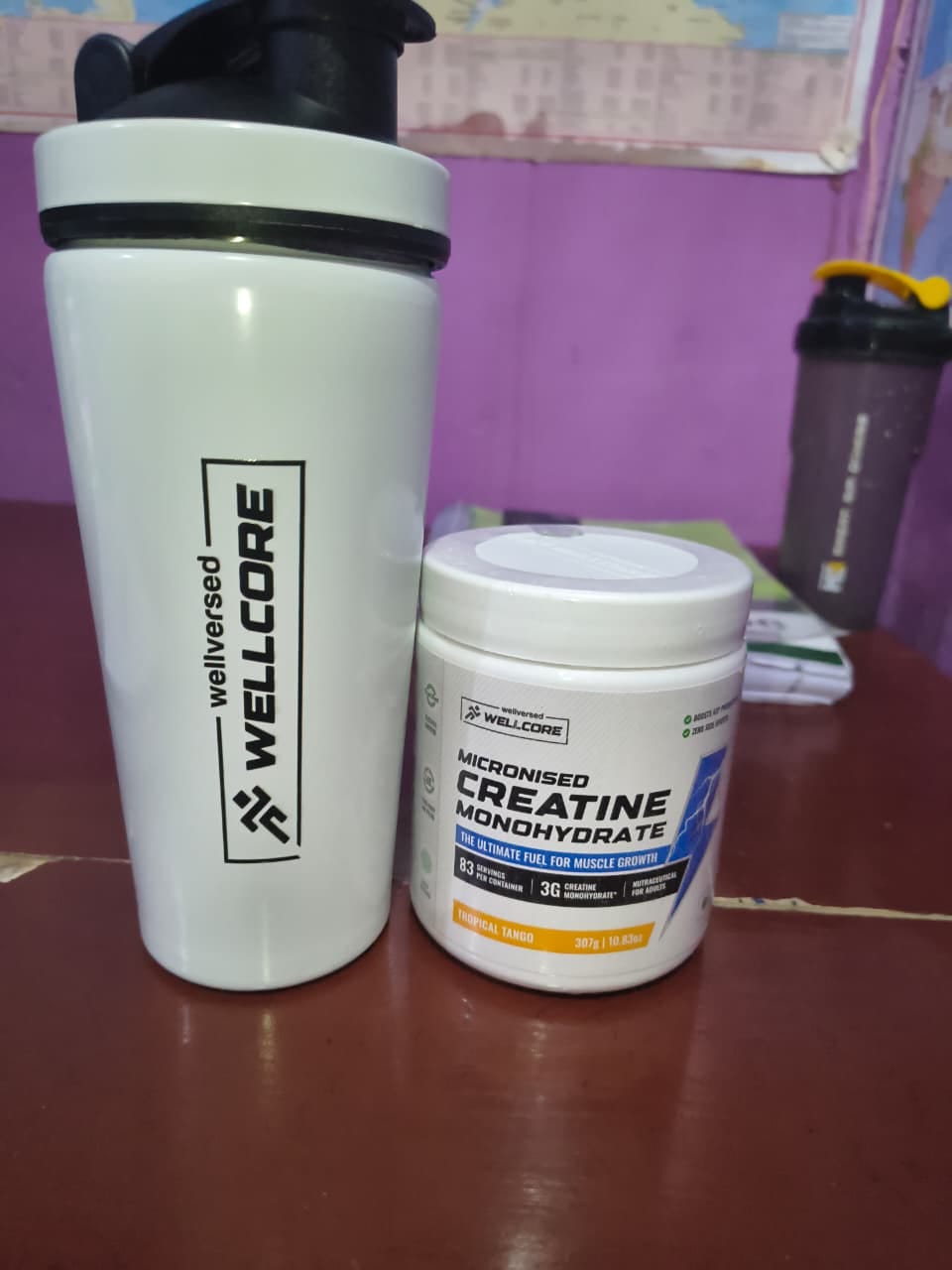 Customer photo review of Wellcore - Micronised Creatine Monohydrate (83 Servings, Tropical Tango) + Premium Steel Shaker