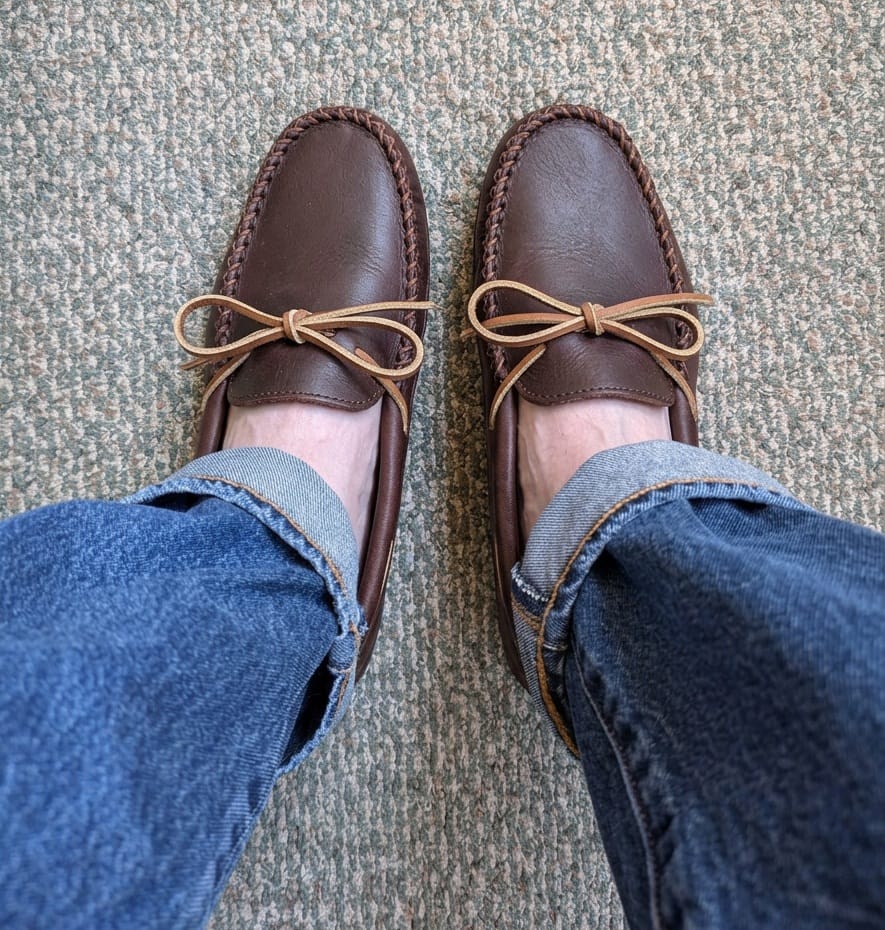 Customer photo review of Men's Fudge Moose Hide Moccasin Shoes