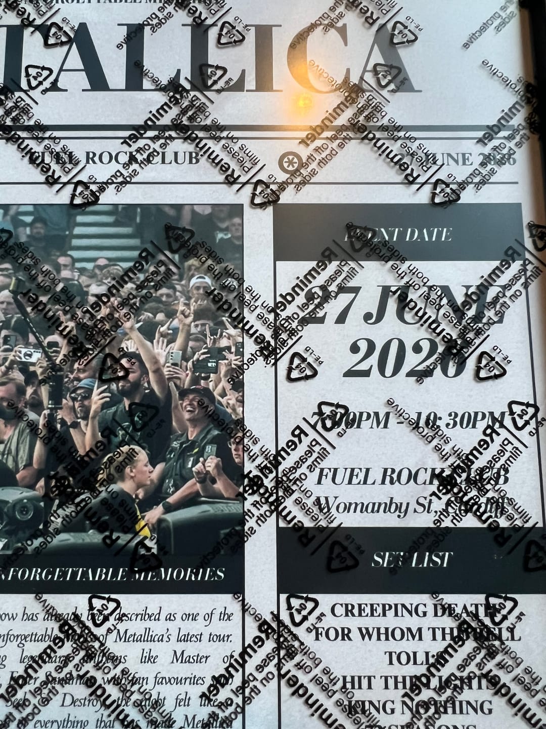 Customer photo review of Metallica - Personalised Newspaper Style Concert Poster